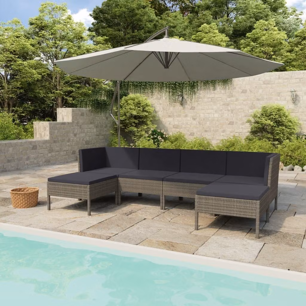 Maison Exclusive - Set da giardino da 6 pezzi con cuscini in rattan sintetico grigio