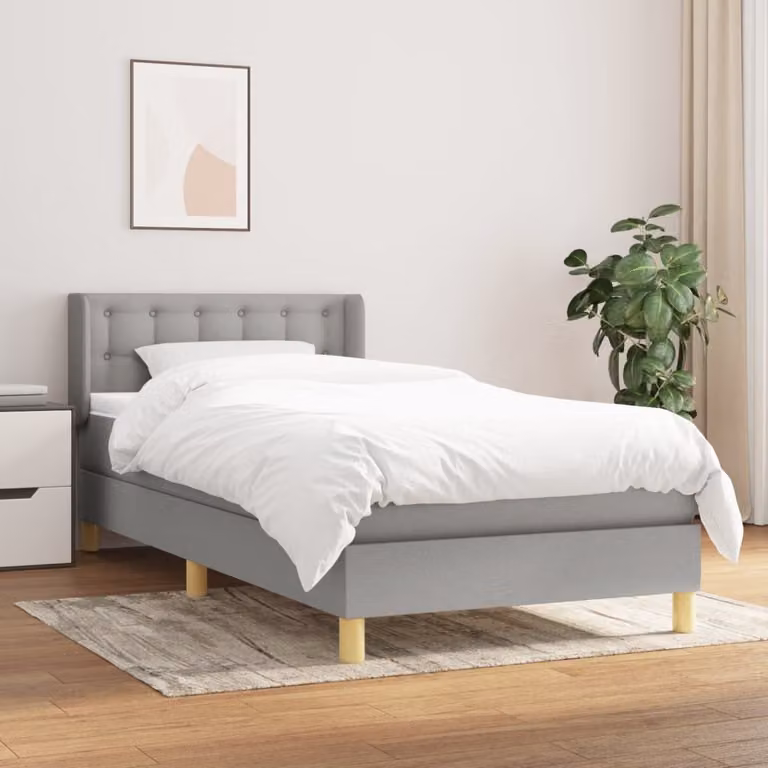 Maison Exclusive - Giroletto a Molle con Materasso Grigio Chiaro100x200 cm Tessuto