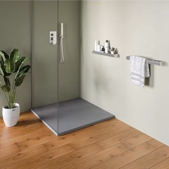 Piatto doccia 90x90 cm in marmoresina grigio effetto pietra | Merlera