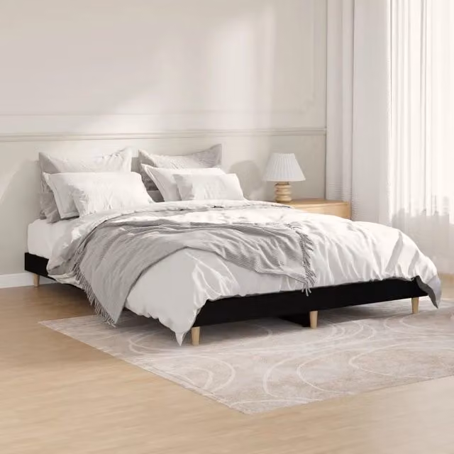 Giroletto nero vidaXL in legno e MDF con doghe fisse L/P: 140 x 190 cm