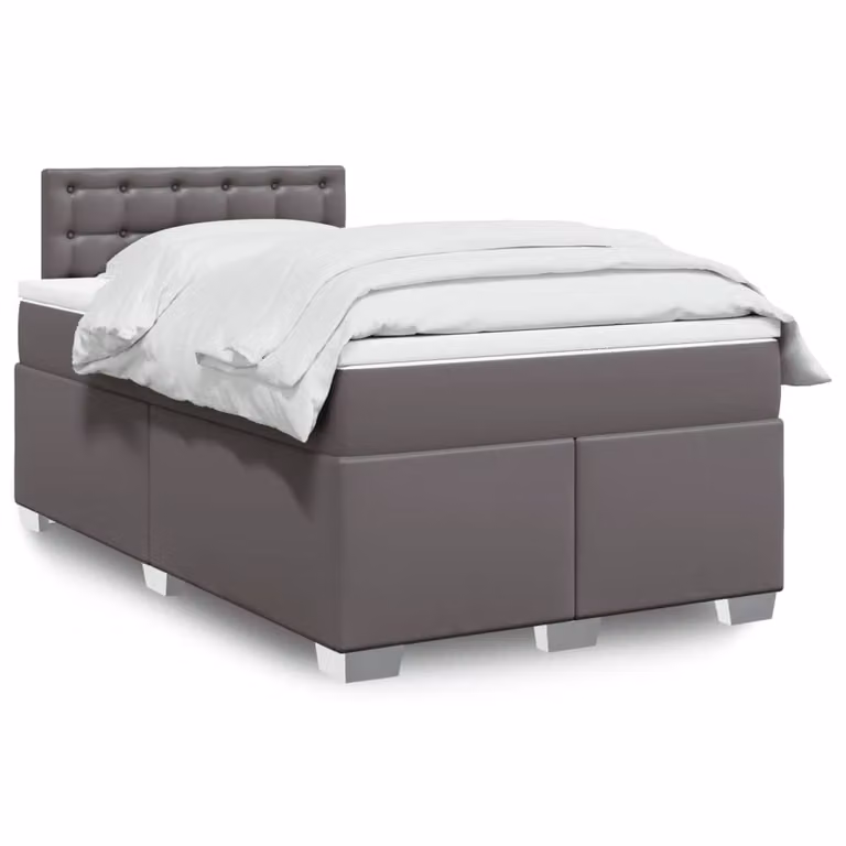 vidaXL Giroletto a Molle Ibrido con Materasso Grigio e Bianco in Similpelle e Tessuto L/P/H: 120 x 200 cm