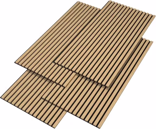 Set di 8 pannelli acustici Vang effetto rovere chiaro in MDF, colori marrone e beige