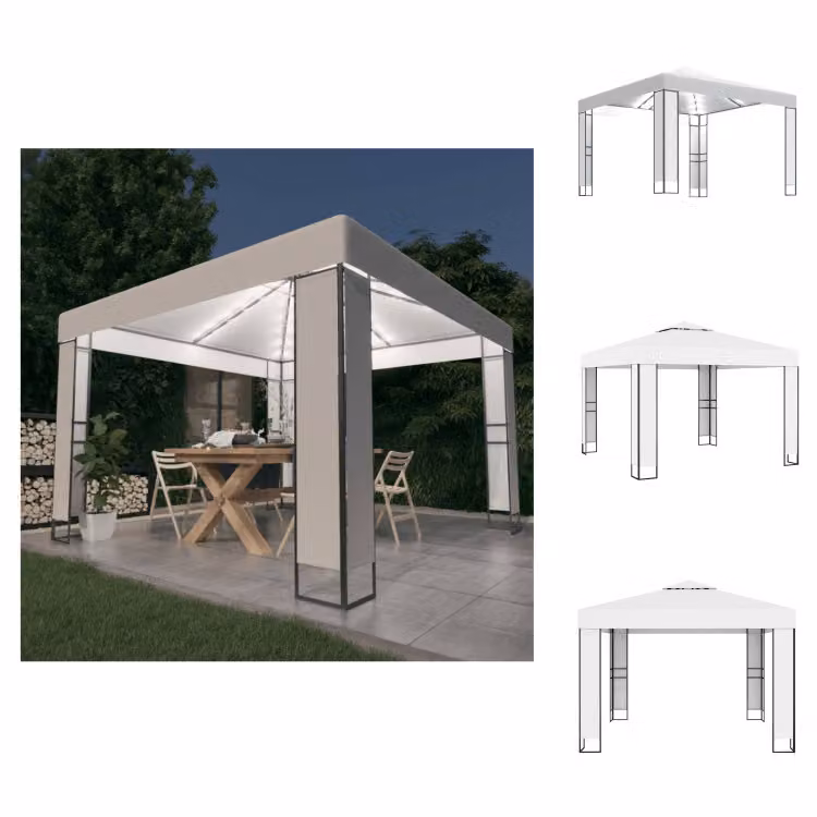vidaXL Padiglione con doppio tetto e luci LED 3x3 m bianco - Padiglioni e tendoni per feste