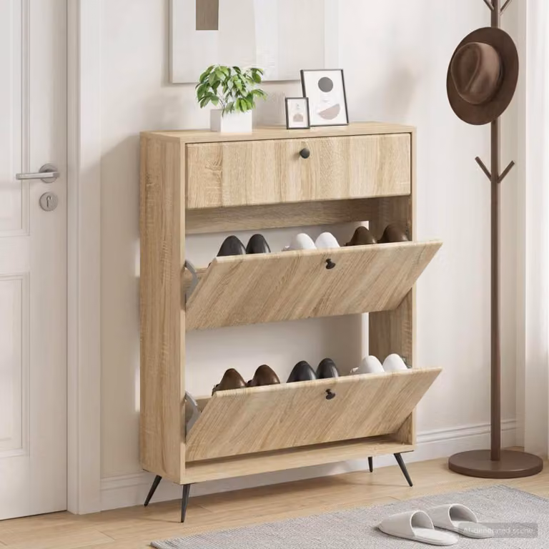 Mobile porta scarpe vidaXL BREDA in legno e metallo, L: 78 cm, P: 24 cm, H: 103 cm