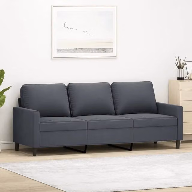 Divano a 3 Posti-Sofa 3 Posti Grigio Scuro 180 cm in Velluto 769868