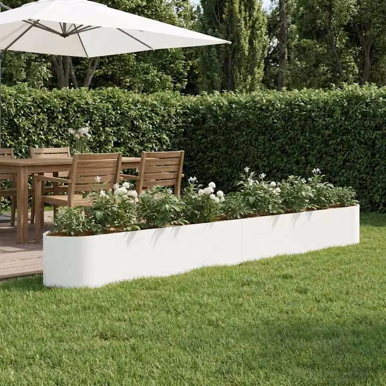 Letto rialzato da giardino vidaXL in acciaio bianco L: 380 cm, P: 40 cm, H: 40 cm