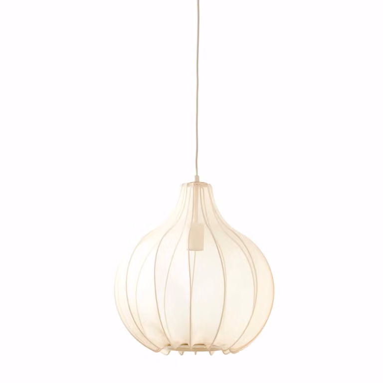 Lampada a sospensione - beige bianco - Elati - tessile - Ø 39cm - E27 - 2976727 - Light & Living