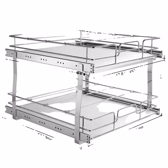 Organizer per armadio, acciaio cromato, sistema di contenimento per cassetti, 20x21x15 pollici
