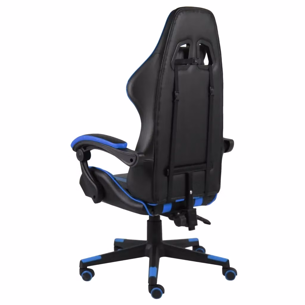Sedia da Gaming vidaXL in Similpelle Nero e Blu con Poggiatesta e Ruote – 2