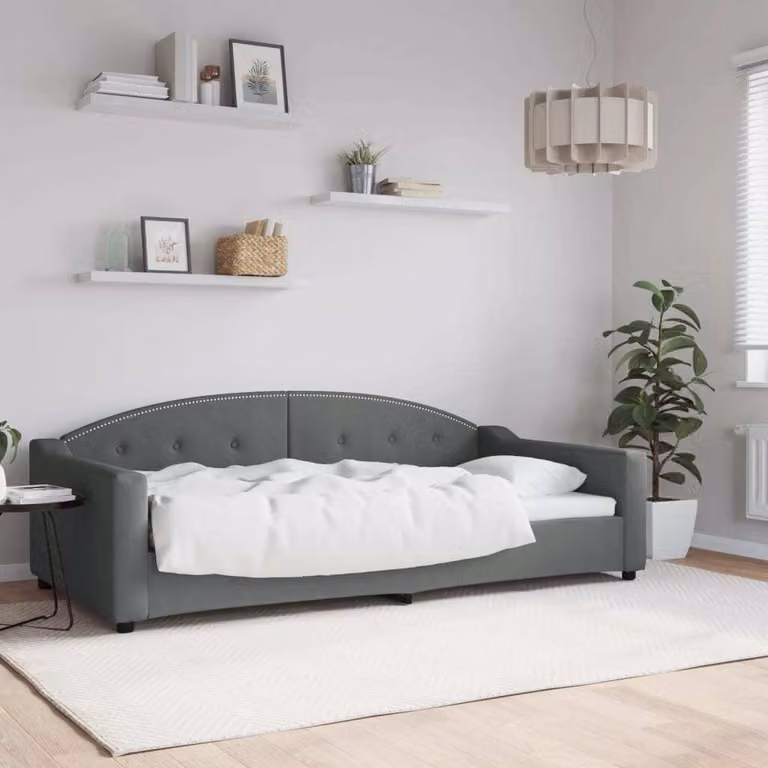 Maison Exclusive - Letto a giorno, colore grigio scuro, 100x200 cm, tessuto