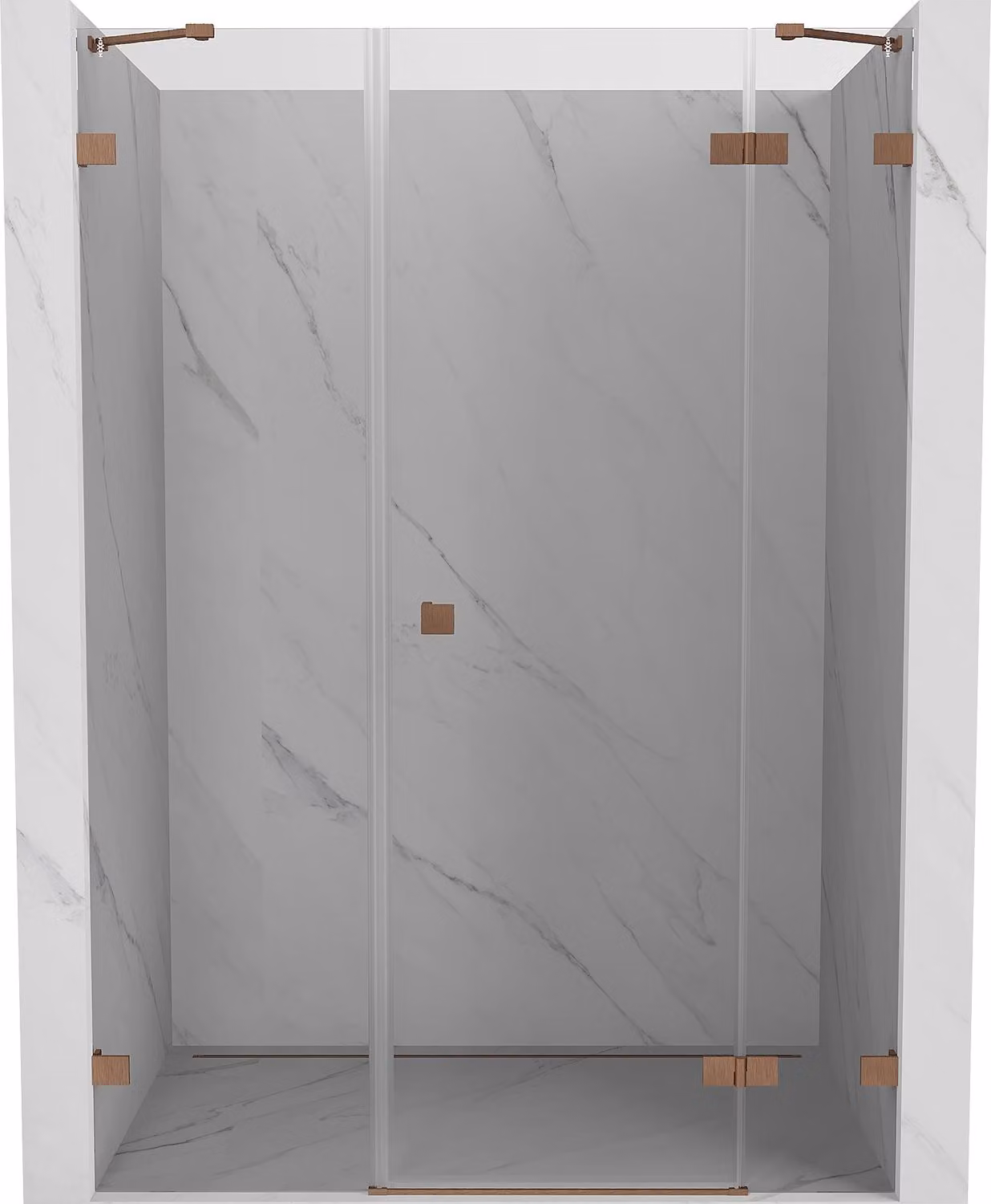Mexen Lunar porta doccia battente destra 130 cm, trasparente, rame spazzolato - 834S-130-050-65-00-P