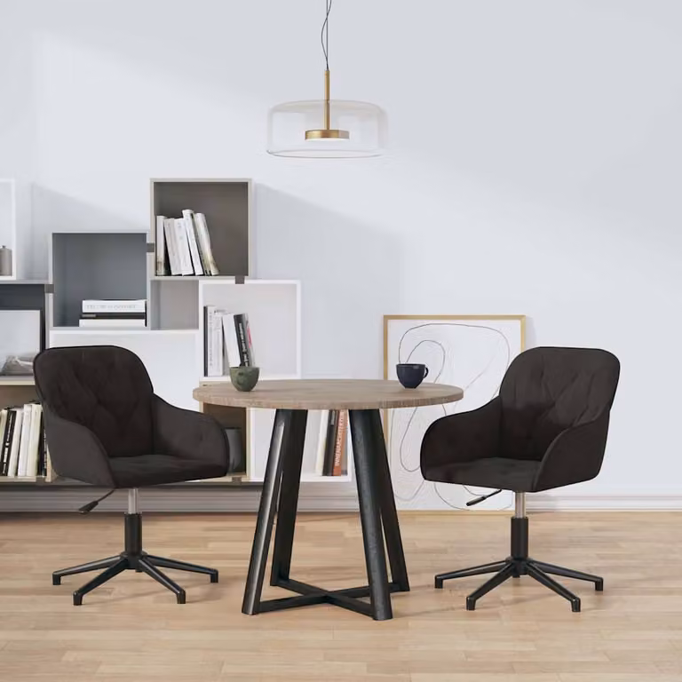 Set di 2 sedie da pranzo girevoli vidaXL in velluto nero con design moderno