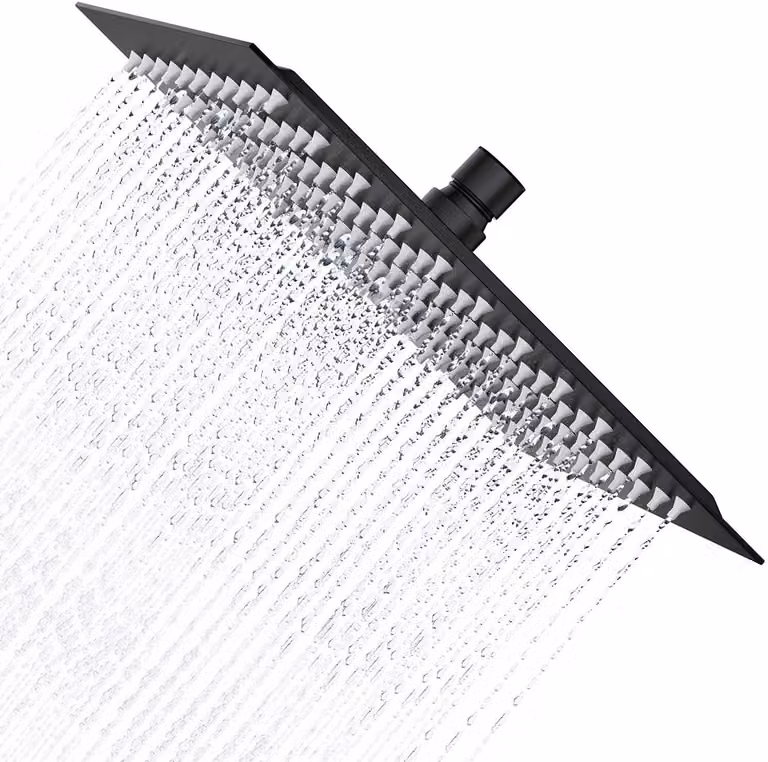 Solidchoice - Doccia a pioggia nera, design quadrato, 20 cm
