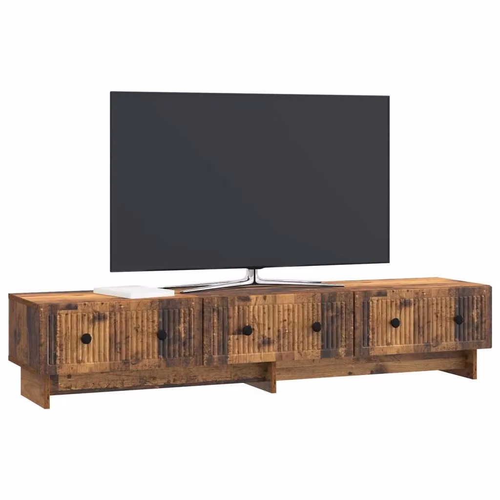 Mobile TV-Credenza in legno antico marrone con dettagli in metallo L: 147 cm, P: 34,5 cm, H: 30 cm – 2
