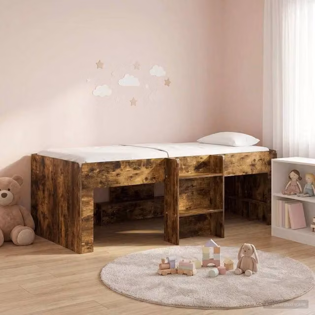 Letto Alto per Bambini Rovere Fumo 90 x 190 cm 3422583
