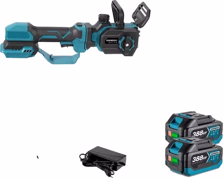 Motosega elettrica, velocità variabile in continuo, motore brushless, diametro massimo di taglio 600 mm, 2 batterie