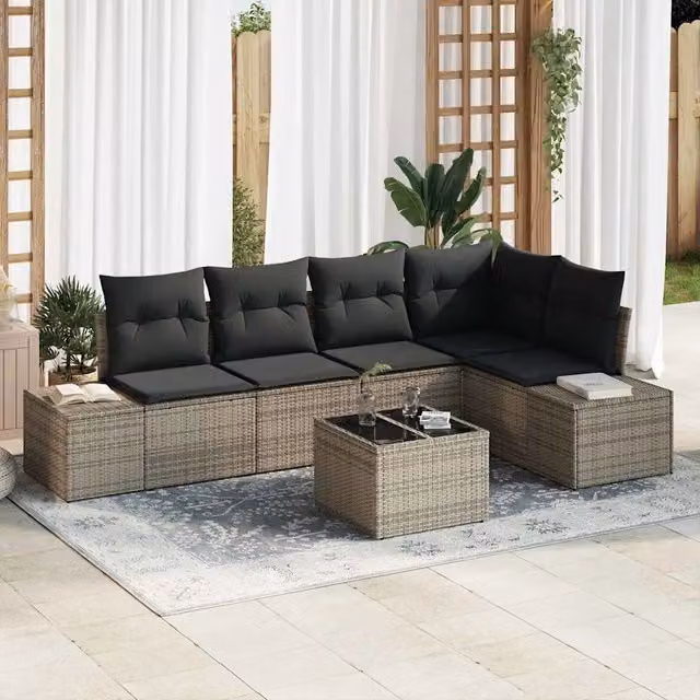 Set Divano da Giardino Grigio chiaro polyrattan 3355738