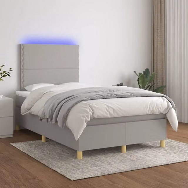 Letto Ibrido con Materasso e Illuminazione LED vidaXL Grigio Chiaro L/P: 120 x 200 cm – 1