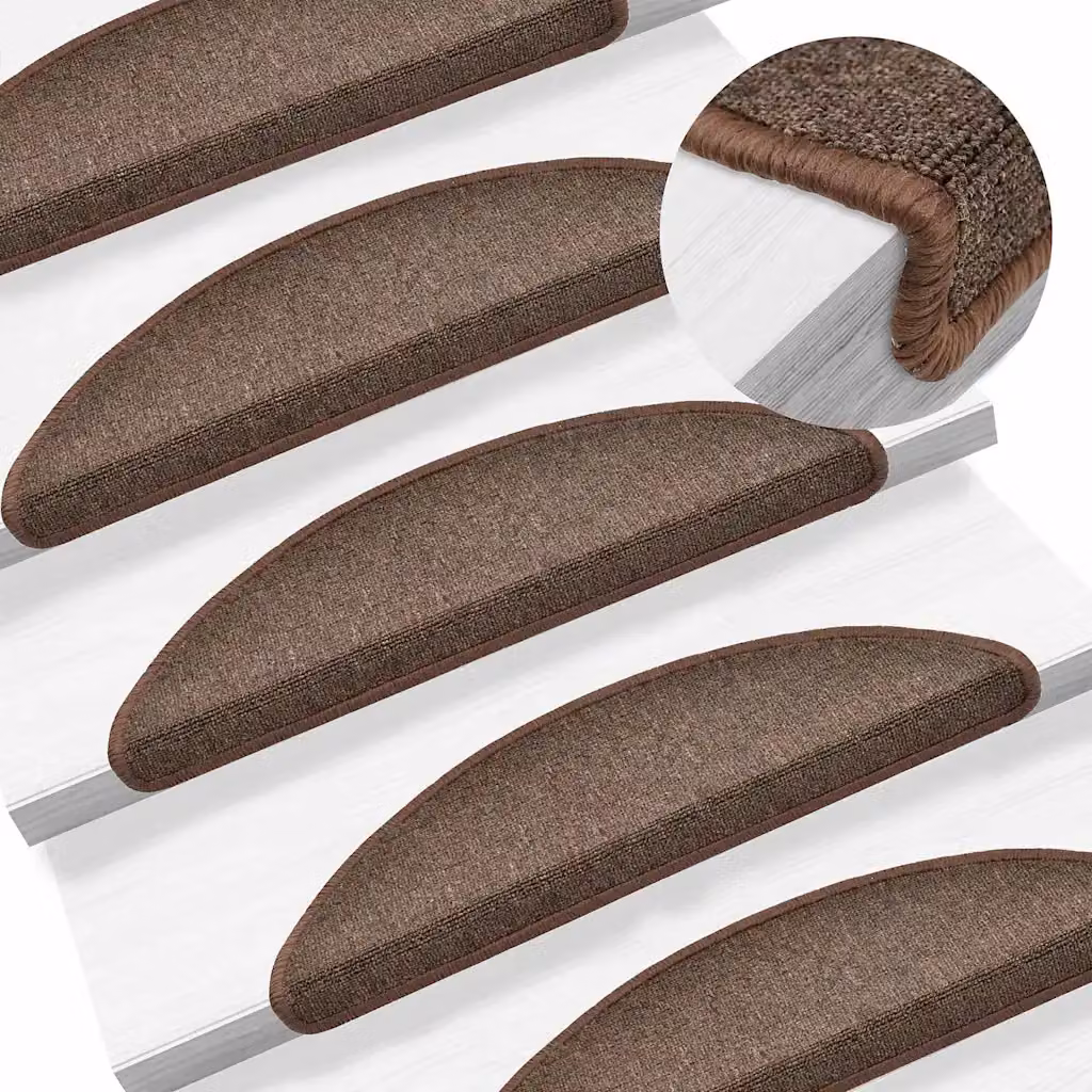 Set di 15 tappetini per scale semicircolari vidaXL, colore marrone, in polipropilene, L: 56 cm, P: 17 cm, H: 3,5 cm