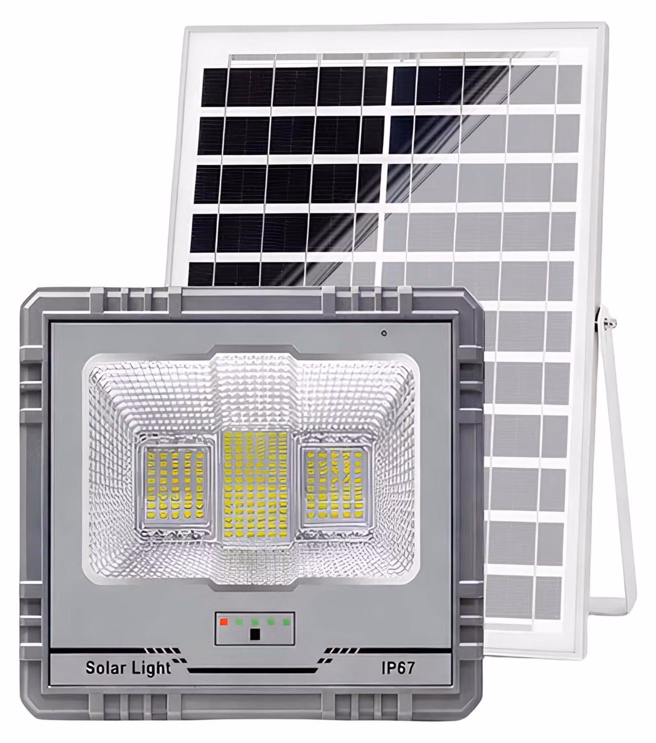 Avizar, faretto solare a LED da 13 W IP67 con batteria da 15 Ah e pannello da 15 W, grigio