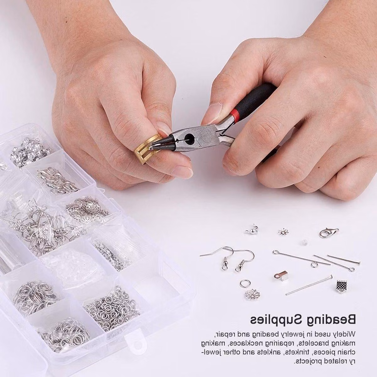Kit di riparazione per perle e gioielli - Set da 15 pezzi - utensili di alta qualità - ideale per applicazioni creative
