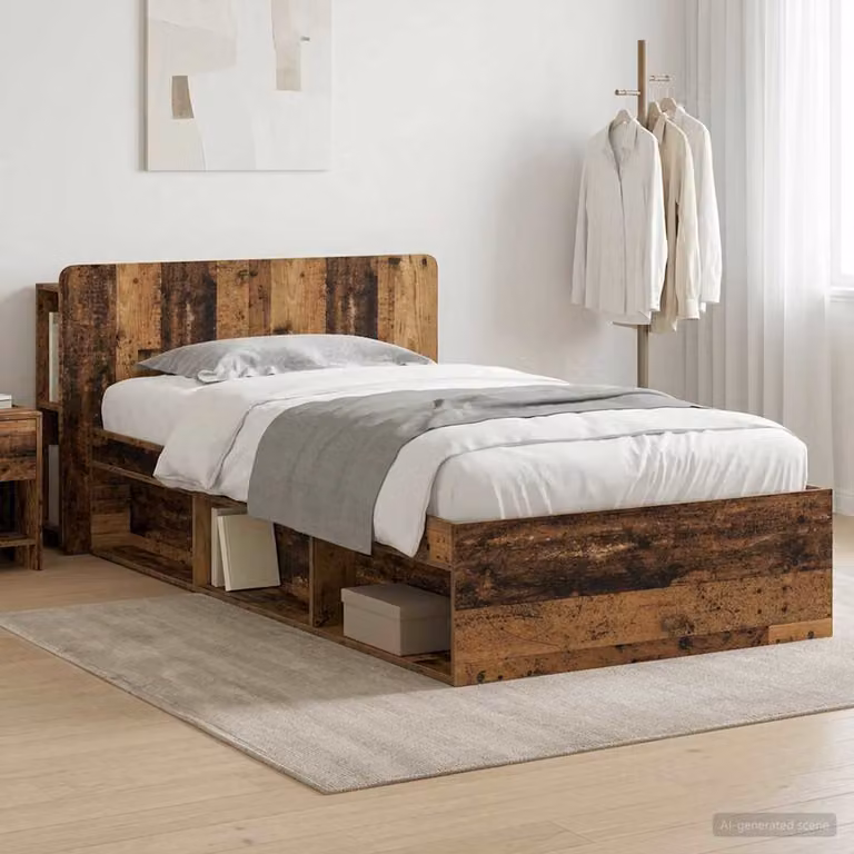 vidaXL Telaio del letto con cassetti in legno color marrone L/P: 100 x 200 cm