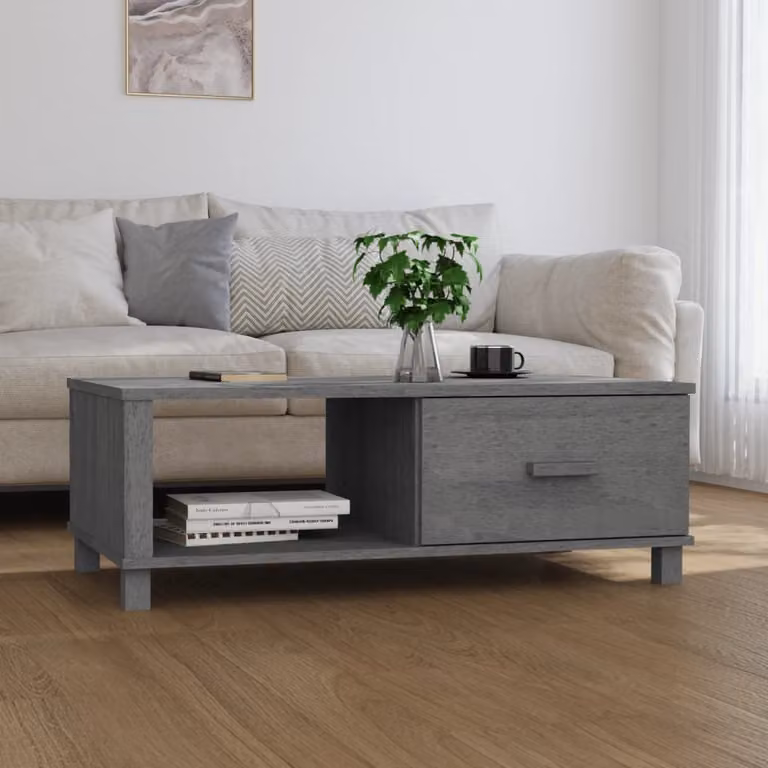 vidaXL Tavolino HAMAR Grigio scuro 100x55x35 cm pino massiccio - Tavolino - Tavolini - Tavolino in legno - Tavolino in legno massiccio