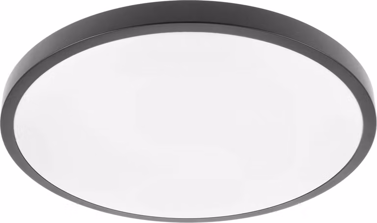 Plafoniera a LED da 32 Watt, IP54, per interni ed esterni, nera, rotonda | 400 x 60 mm (L x A) | Bianco caldo | 2560 lumen