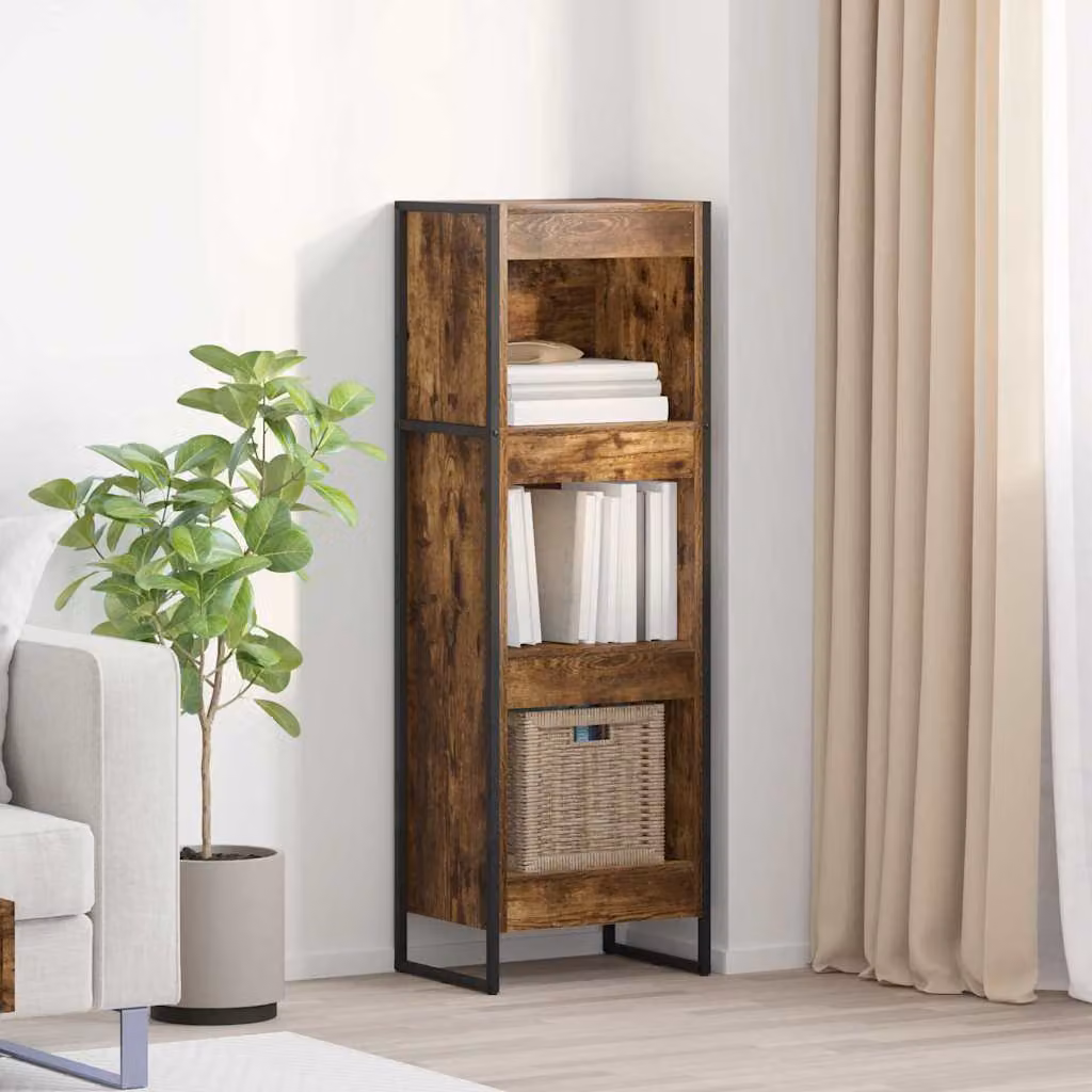 vidaXL Armadio per Libri in Stile Industrial Marrone in Legno e Metallo L/P/H: 40 x 30 x 121 cm