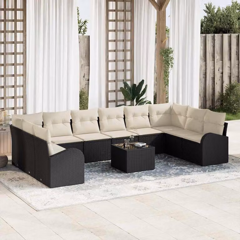 Maison Exclusive - Set di divani da salotto, 11 pezzi, colore nero [materiale sintetico]: rattan sintetico