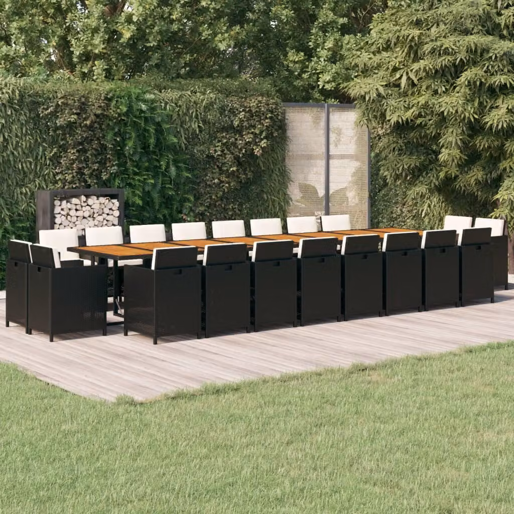 Maison Exclusive - Set da pranzo da giardino da 21 pezzi con cuscini, in rattan sintetico nero