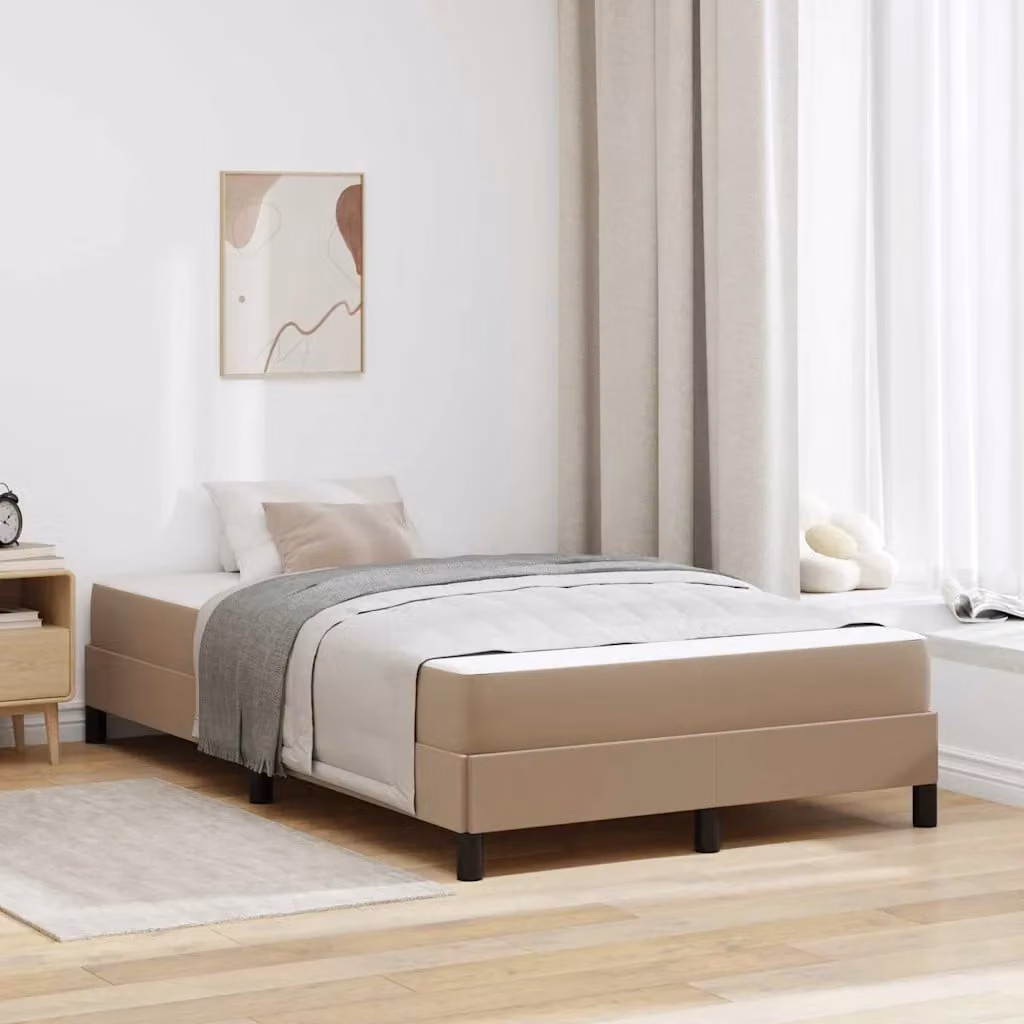 Struttura letto moderna vidaXL in tessuto beige e legno con doghe fisse L: 120 cm, P: 200 cm, H: 193 cm – 1