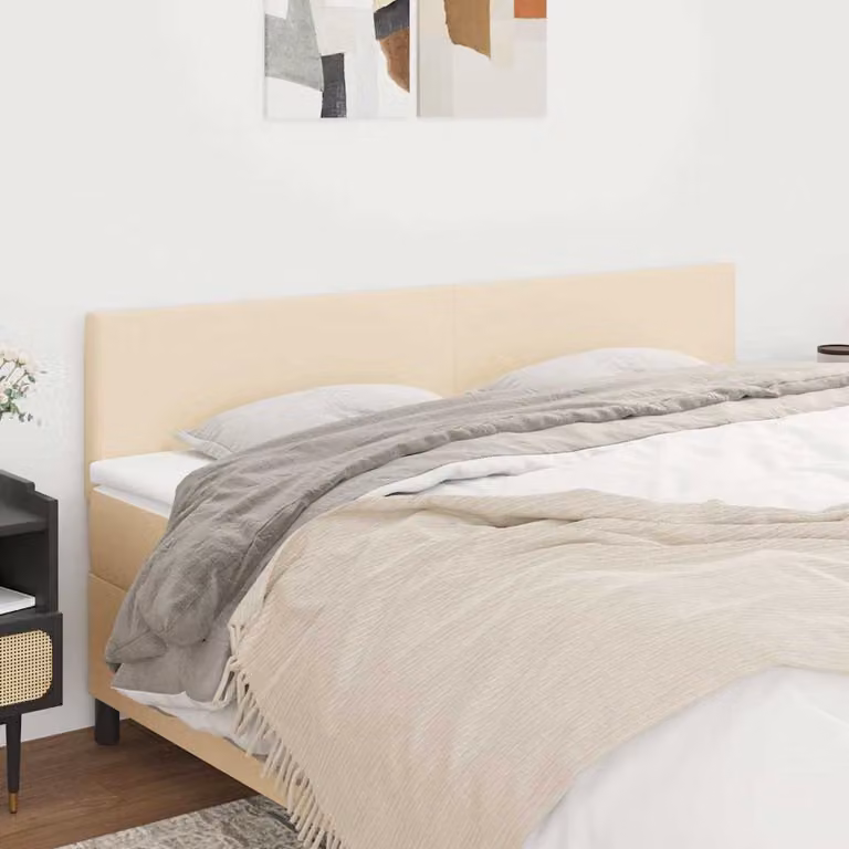 Testiera per letto vidaXL in tessuto beige con struttura in legno L: 180 cm, P: 5 cm, H: 78-88 cm