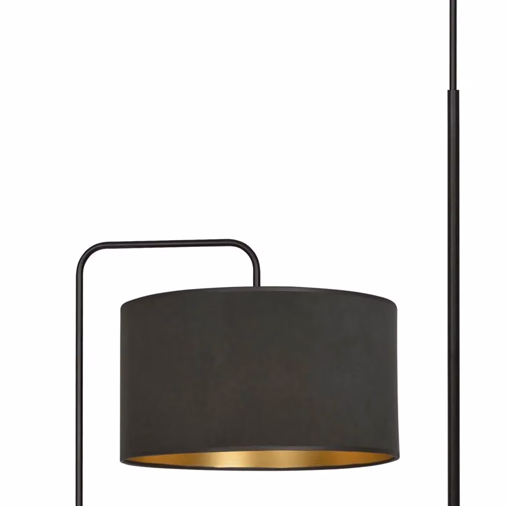 Piantana da terra contemporanea Ganesha in acciaio nero con paralume cilindrico in tessuto e lampadina E27 sostituibile IP20 – 2