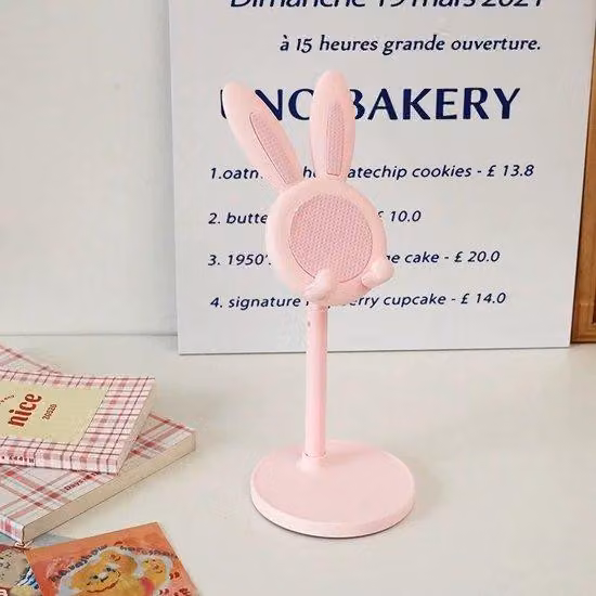 Supporto in plastica per coniglio, a mani libere, universale, per telefoni e tablet, decorazione d'arredo.