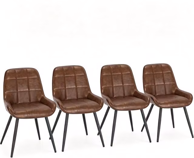 Set di 4 sedie da pranzo 81,5 cm marrone in similpelle e metallo