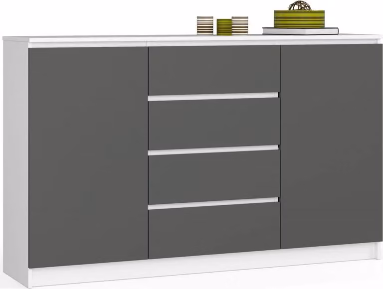 Cassettiera ampia combinata SAVRILA - bianco / grigio