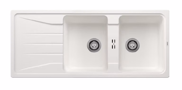 Lavello Blanco Sona 8, in Silgranit, dimensioni 1160x500 mm, colore bianco, codice prodotto 519701