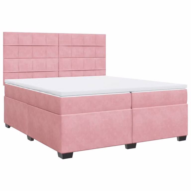 Giroletto a Molle con Materasso Rosa 200x200 cm in Velluto