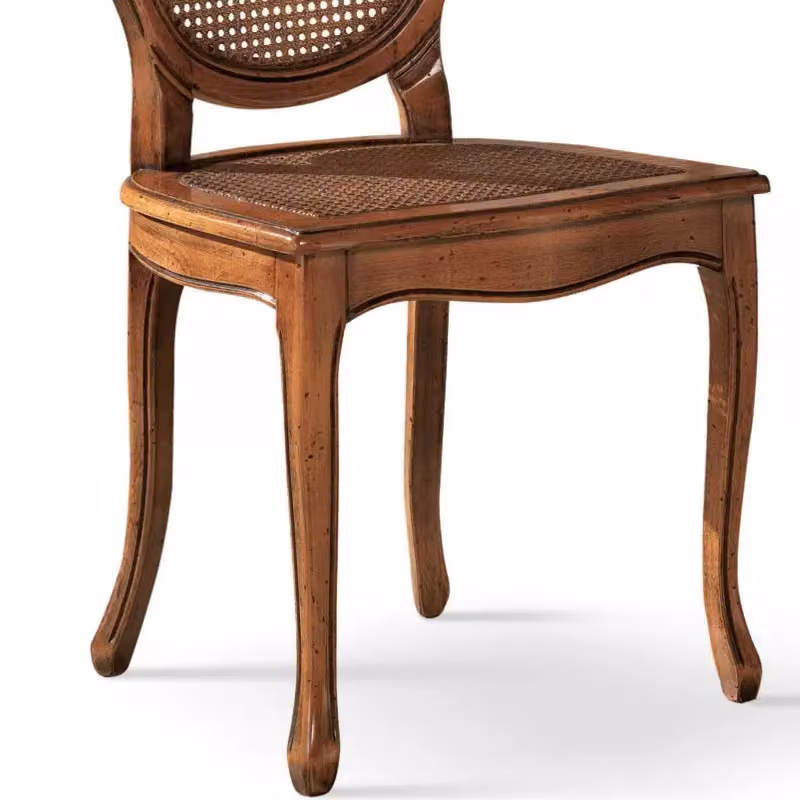 Sedia classica ovalina in legno di faggio con paglia di Vienna color marrone Mobili 2G L/P/H: 49 x 55 x 104 cm – 4
