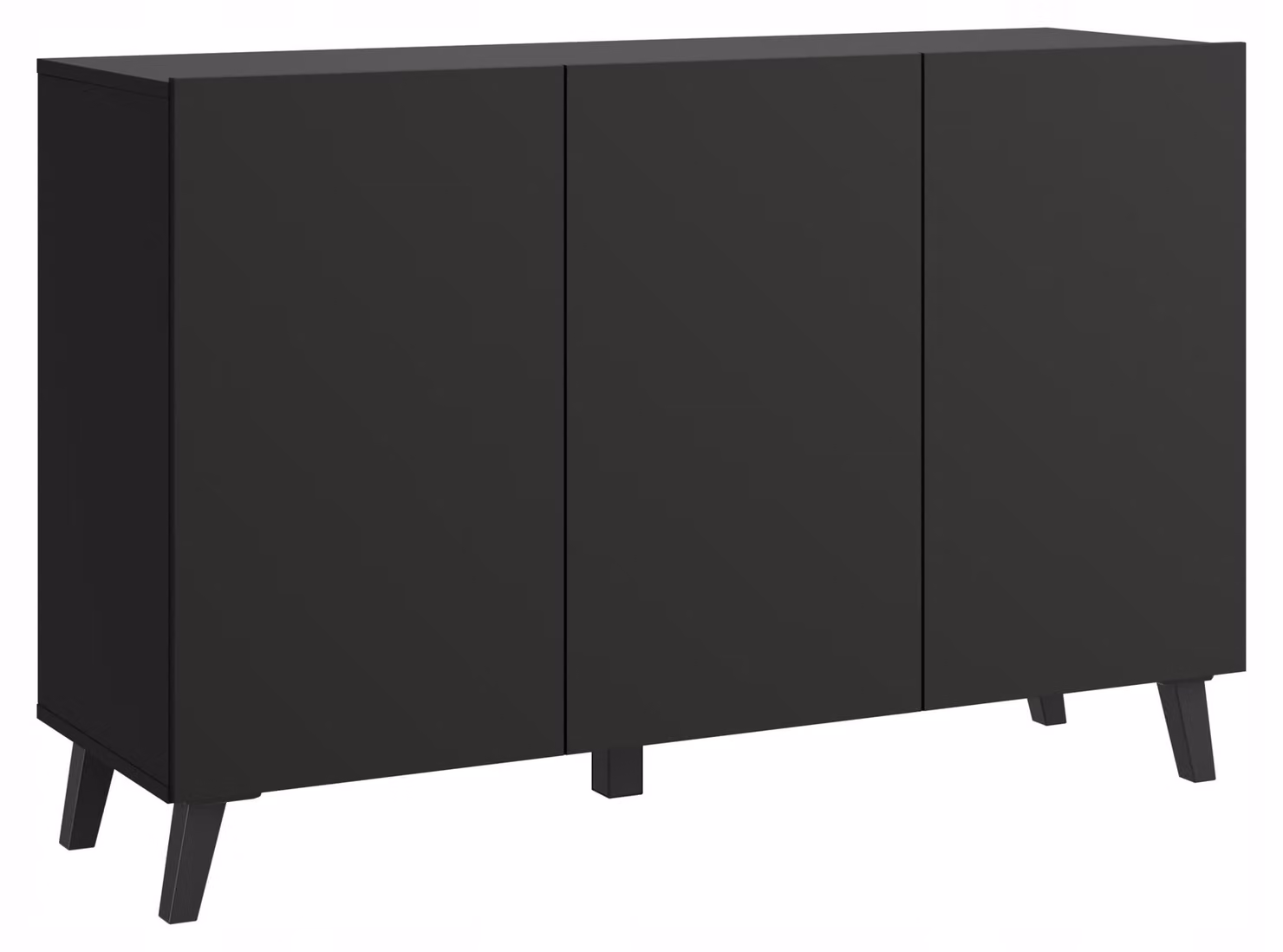 Comò da 120 cm per il soggiorno, con gambe, colore grafite nero, design minimalista