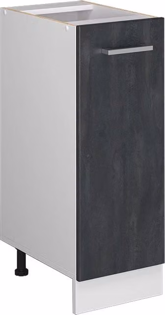 Armadio dispensa da cucina Vicco R-Line con ante a battente, nero/bianco/grigio, L: 30 cm, H: 81,6 cm, P: 46 cm