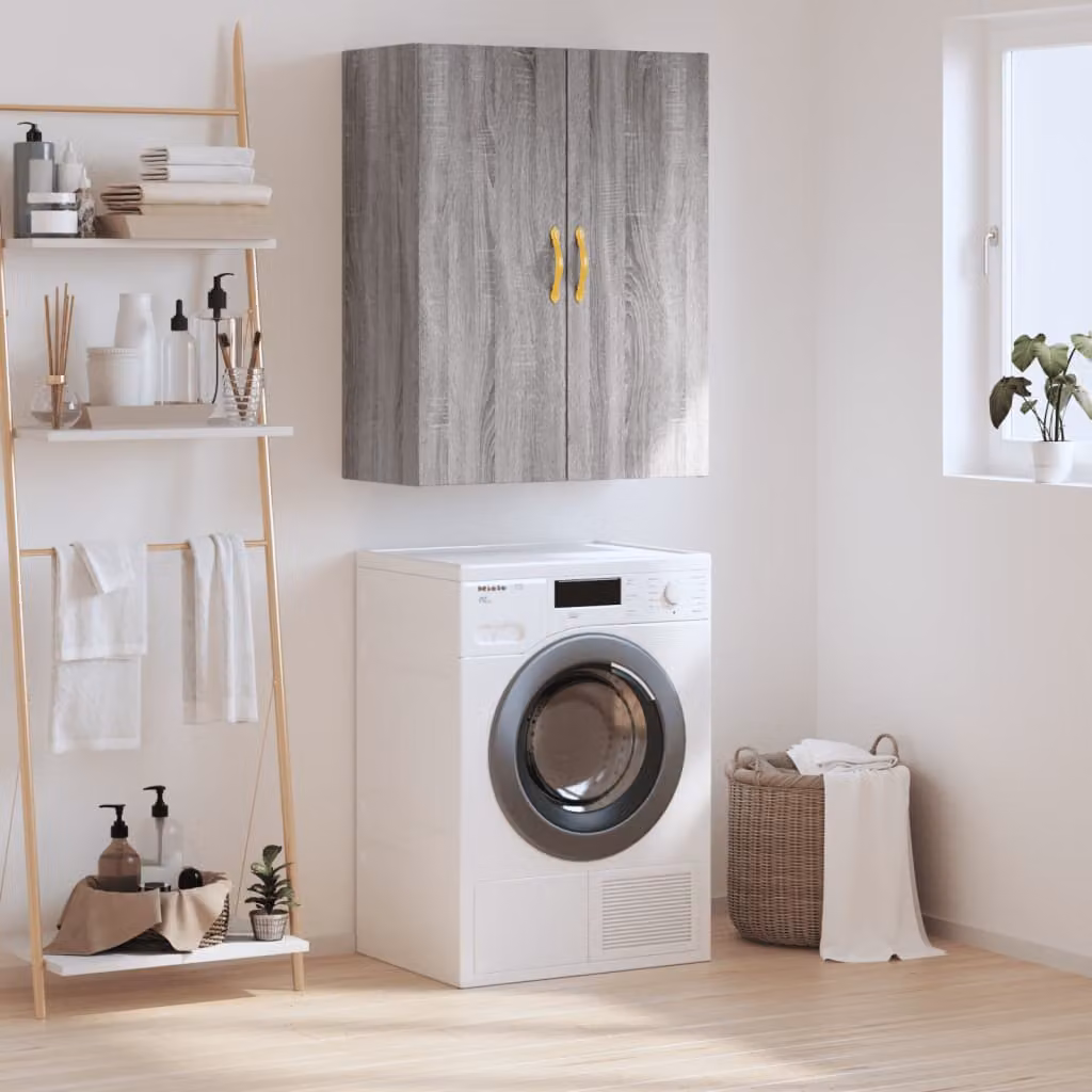Mobile a parete vidaXL moderno in legno MDF Grigio Sonoma, L: 69,5 cm, P: 34 cm, H: 90 cm