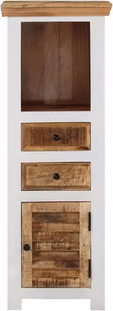 Credenza Bianca e Marrone 40x30x110 cm Legno di Mango e Acacia 338448
