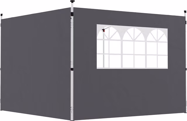 Set di 2 pannelli laterali con finestra per gazebo Outsunny, tessuto Oxford grigio scuro, per gazebo 3 x 3 m