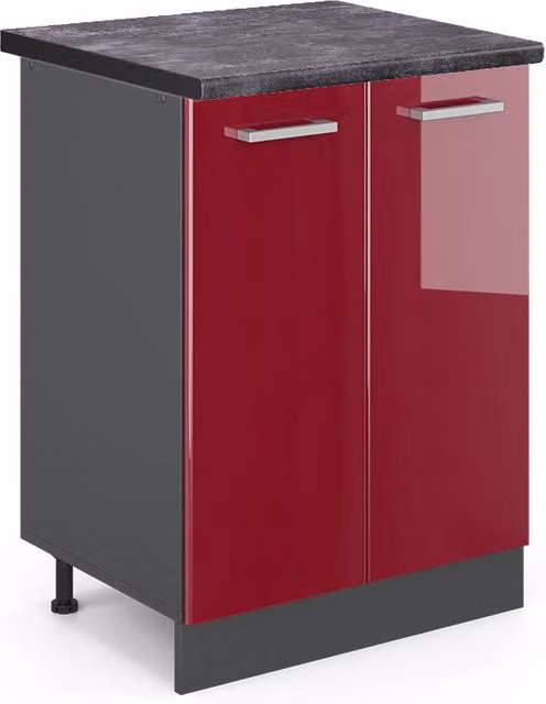 Mobiletto base cucina R-Line Rosso lucido/Antracite 60 cm, PL Antracite Vicco