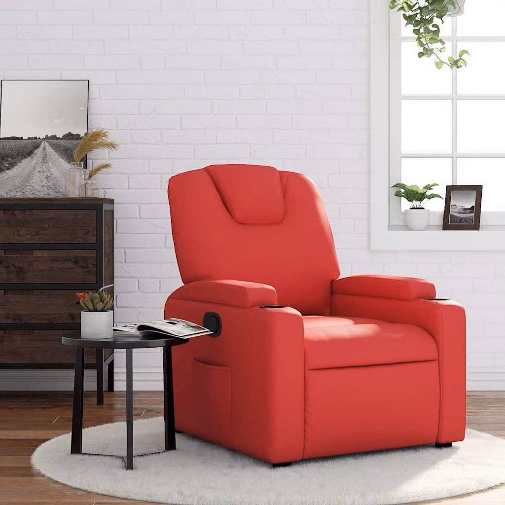 Poltrona Reclinabile Relax vidaXL in Similpelle Rossa con Braccioli e Reclinazione Manuale