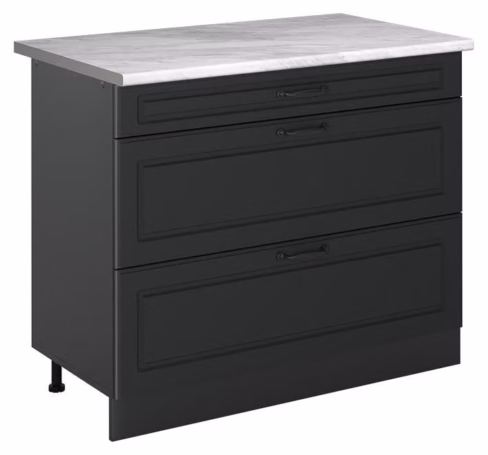 Mobiletto base per cucina Vicco R-Line Antracite country/Antracite 100 cm piano di lavoro Marmo, Model 71573