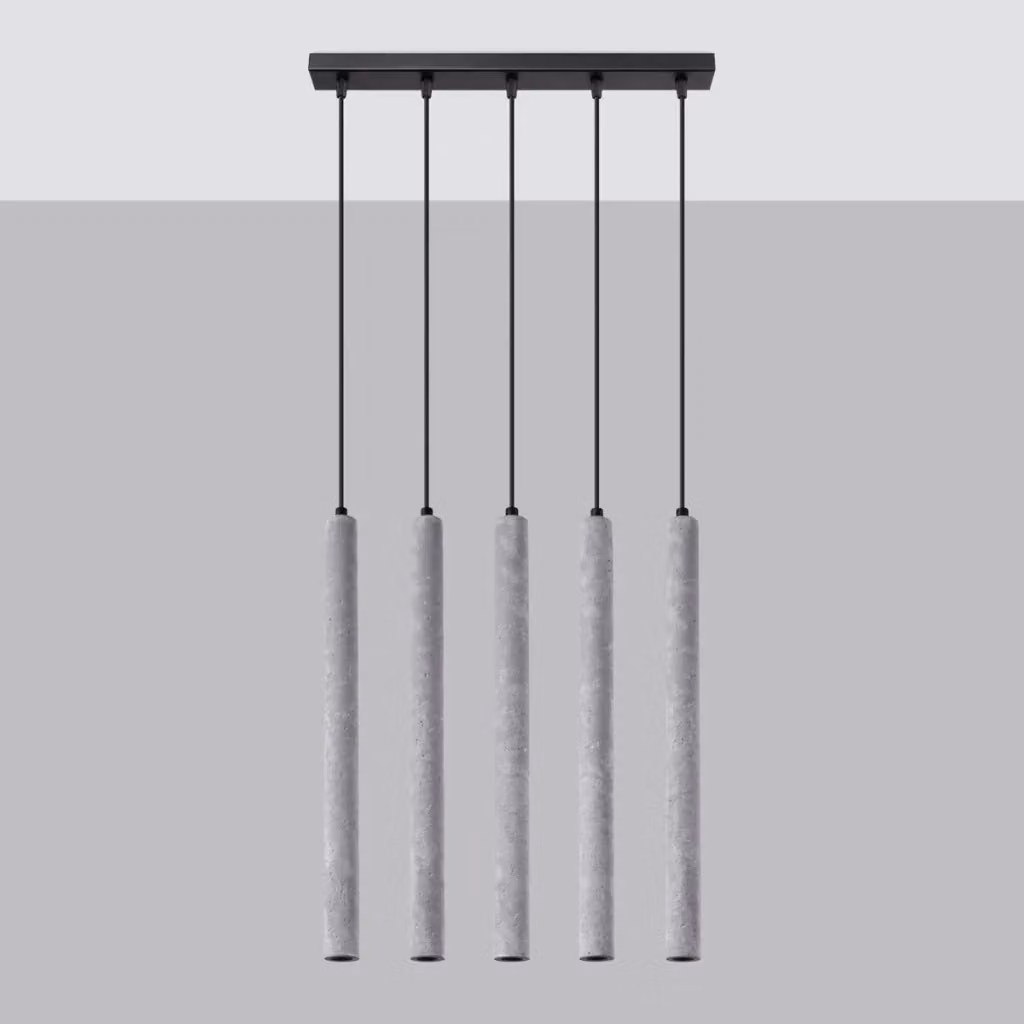 Lampada a sospensione Pastelo Sollux in cemento grigio con 5 lampadine G9 – 2