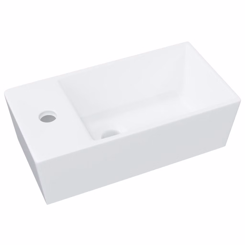 Lavandino Bianco 48x25x15 cm in Vetroceramica